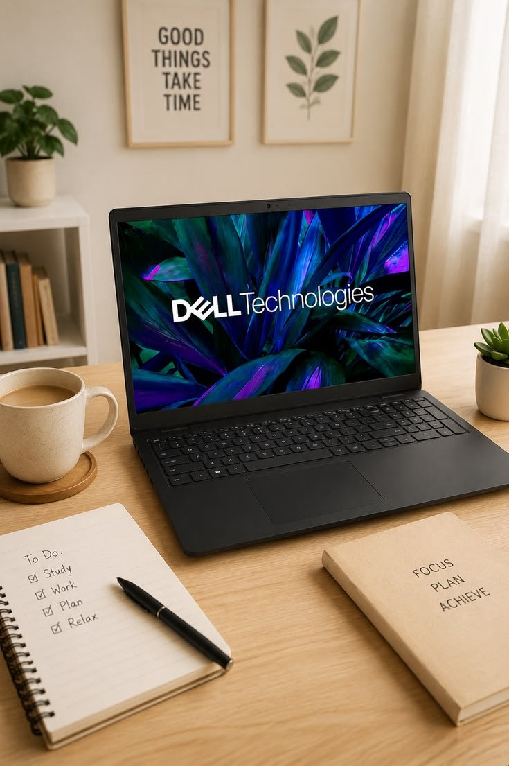 ✨ Minimal Desk Setup with Dell Laptop _ Study & Work From Home Inspiration 💻☕ laptop - Image 4